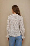 Floral Leaf Split Neck Blouse