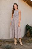Smocked Gingham Midi Dress