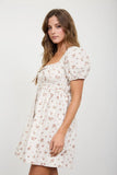 Floral Puff Sleeve Mini Dress