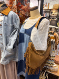 Suede Fringe Slouchy Bag
