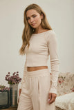 Off Shoulder Cropped Ribbed Top