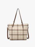 Ingrid Tote: Beige Plaid