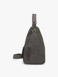 Nikki Suede Slingbag: Slate