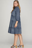 Curvy Chambray Tiered Dress