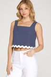 Ric Rac Square Neck Trim Top