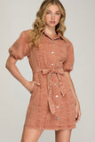 Short Sleeve Button Dress