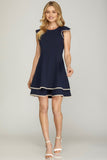 Ruffle Cap Sleeve Knit Dress