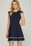 Ruffle Cap Sleeve Knit Dress