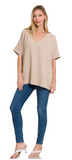 Woven Flowy V-Neck Top