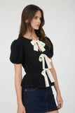 Front Bow Knit Blouse