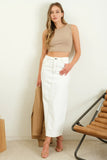 White Denim Midi Skirt