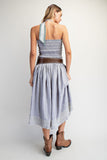 Strapless Smocked Midi Dress