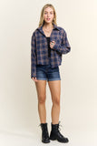 Cropped Plaid Button Down Top