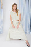 Striped Pleated Midi Skirt