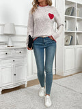 Mock Neck Heart Patch Sweater