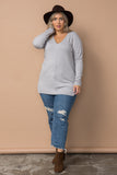 Curvy V-Neck Knit Sweater