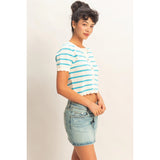 Striped Scalloped Cardigan