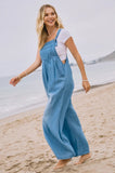 Washed Chambray Overalls Jumpsuit