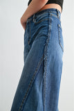 High Rise Wide Leg Seam Denim Pants