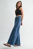 High Rise Wide Leg Seam Denim Pants