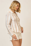 Striped Pleated Button Up Blouse
