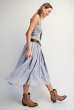 Strapless Smocked Midi Dress
