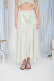 Striped Pleated Midi Skirt