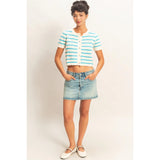Striped Scalloped Cardigan
