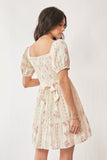 Floral Balloon Sleeve Mini Dress