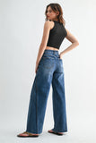 High Rise Wide Leg Seam Denim Pants