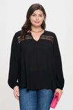 Curvy Eyelet Trim Blouse