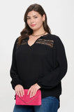 Curvy Eyelet Trim Blouse