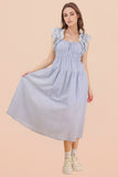 Ruffle Shoulder Midi Dress