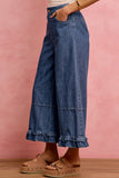 Ruffle Hem Wide Leg Jeans
