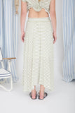 Striped Pleated Midi Skirt
