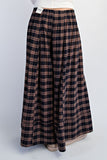 Low Waisted Plaid Wide Leg Pants