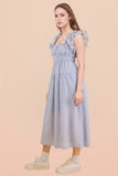 Ruffle Shoulder Midi Dress