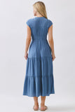 Denim Tiered Midi Dress
