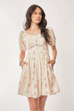 Floral Balloon Sleeve Mini Dress