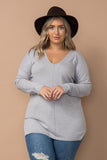 Curvy V-Neck Knit Sweater