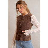 Washed Corduroy Scallop Edge Vest