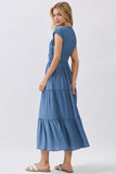 Denim Tiered Midi Dress