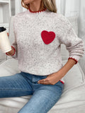 Mock Neck Heart Patch Sweater