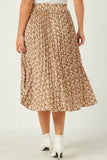 Curvy Mauve Ditsy Floral Midi Skirt