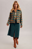Fluffy Collar Button Down Jacket