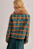 Fluffy Collar Button Down Jacket