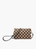 Riley Checkered Brown & Tan Crossbody Bag