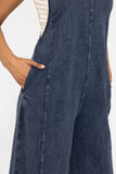 Faux Denim Wide Leg Jumpsuit