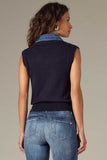 Sleeveless Mixed Media Sweater Vest