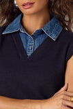 Sleeveless Mixed Media Sweater Vest